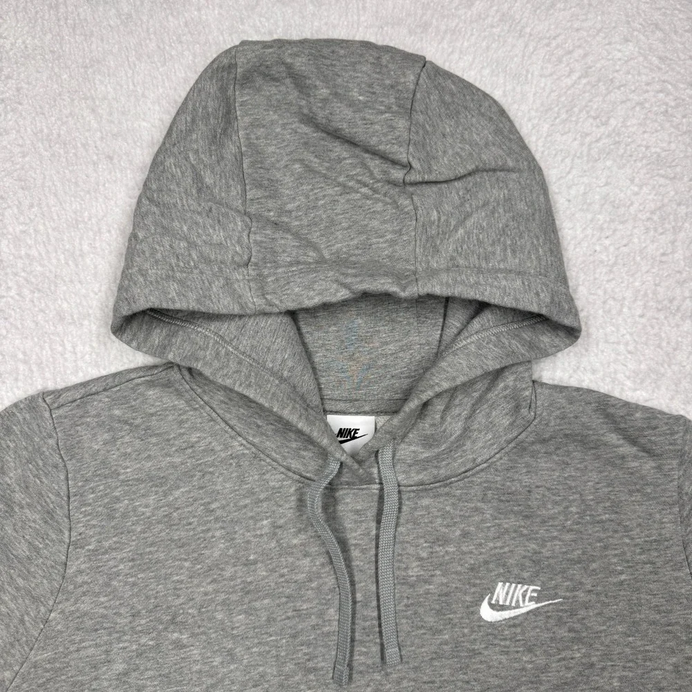 Nike Sportswear Club Fleece Pullover Hoodie Gray Logo DQ5793-010 Women's Size M - Picture 2 of 9